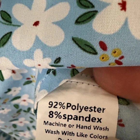 Light Blue Floral A-Line Maxi Skirt with Ruffle Hem - Picture 5 of 5